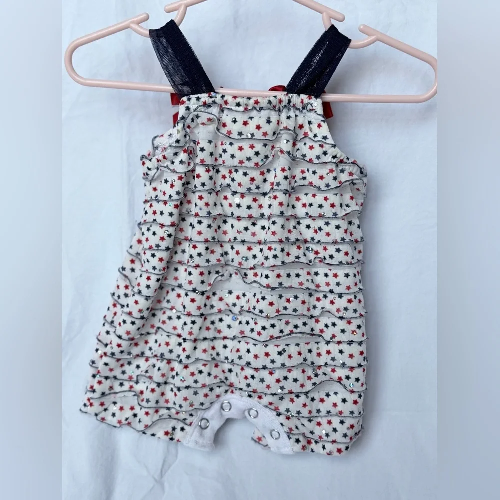 3 MTH Little Lass Red, 4th of July Ruffle Romper - Picture 4 of 4